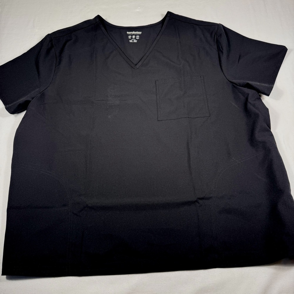 Scrubstar Premium Scrub Top 3XL Black V-Neck Short Sleeve Stretch WM03T921